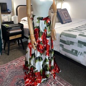 White and Red Formal Skirt